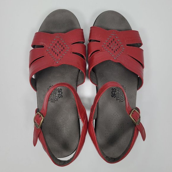 SAS Tripad Comfort Women's Red Leather Strap Sandals US Size 8.5 - Picture 5 of 8